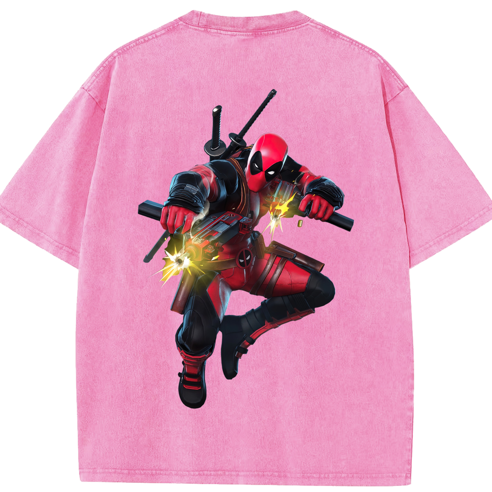（画像用） Deadpool デッドプール 綿100% ヴィンテージ風 半袖Tシャツ（背面プリント）